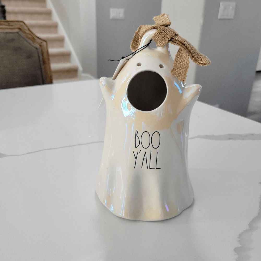Rae Dunn "TOO CUTE TO SPOOK" Ghost Bird house HALLOWEEN DECOR